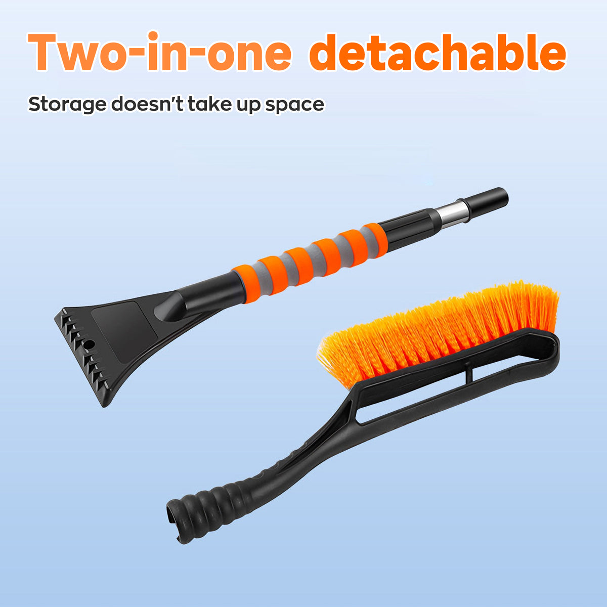 EVLIVE Telescoping Snow Brush and Ice Scraper 2-in-1, with 9" Extra-Wide Dense Bristles & EVA Non-Slip Grip, Extendable Car Snow Brush (30-37 Inches)