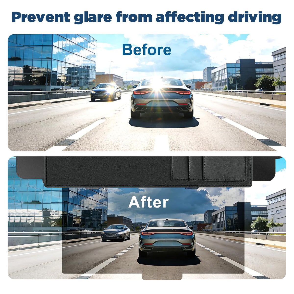 EVLIVE Sun Visor Extender for Car,with Side Shade,Anti-Glare,No Distortion PC Lens,UV400 Protection,Stable Installation