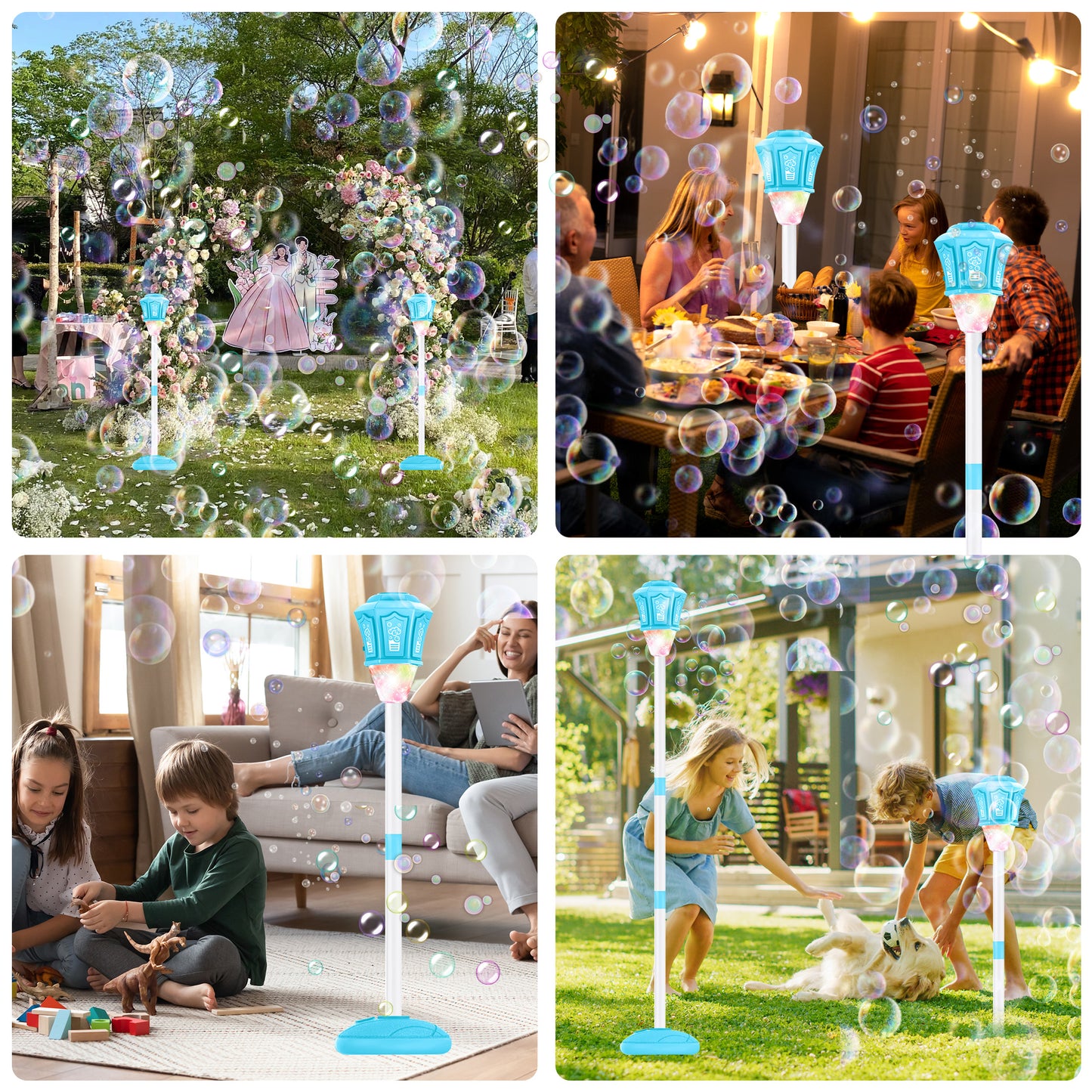 KOPPOP Garden Bubble Machine, LED Musical Lawn Lamp with Remote & Rechargeable Battery, Adjustable Height Outdoor Party Atmosphere Decor(Blue)