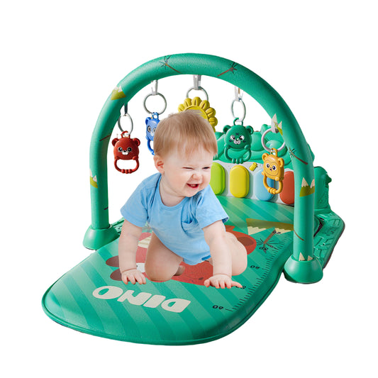 KOPPOP Baby Play Mat with Piano Toys, Tummy Time Activity Gym for Infants 0-12 Months, Dinosaur Playmat Newborn Gift Boy Girl