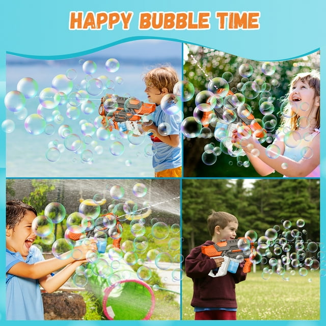 Upgraded 2 in 1 Water Gun & Bubble Guns for Kids, Electric Bubble Maker & Water Squirt Toys with 550ml Water Tank for Toddlers Gift,  Outdoor Toys for Kids Ages 4-8-12,  Orange