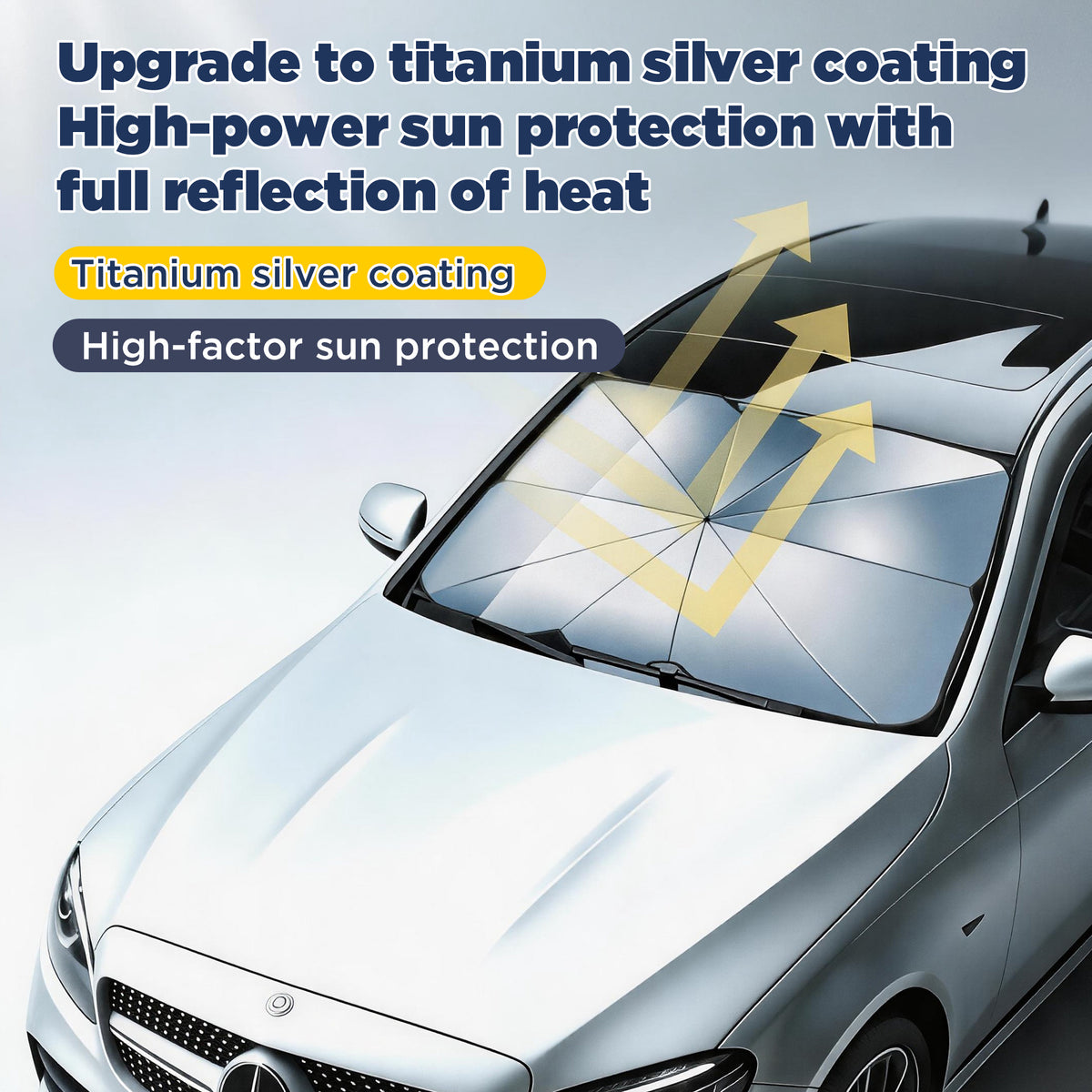 EVLIVE Car Windshield Sunshade,Car Shade Umbrella,Extra Wide 58"×36",UPF50+ Blocks 99% UV Rays, Umbrella Sunshade for Car, Fit for Compact Sedan/SUV/Hatchback/Mini EV/Older Scooter