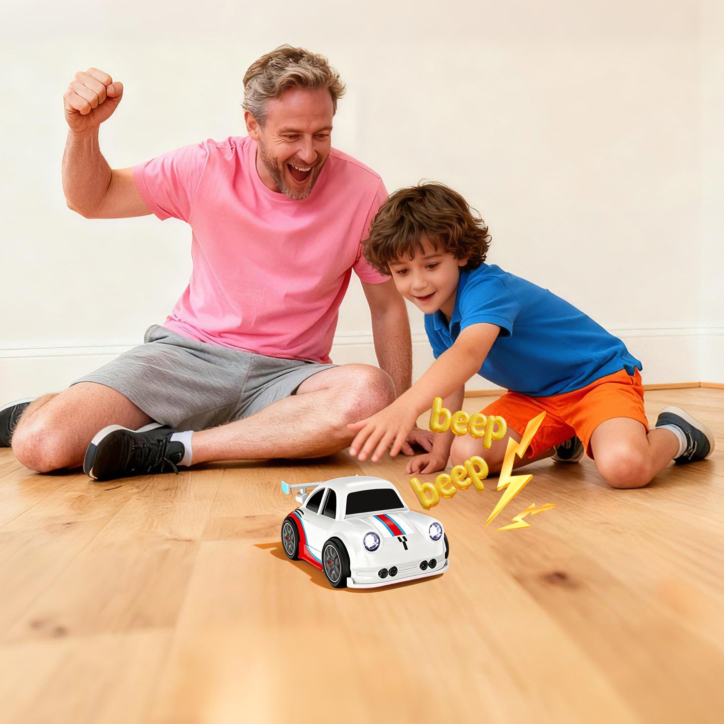 KOPPOP 1:24 Scale Remote Control Drift Car, 3 Modes with 360° Spin & LED Lights, 2.4GHz Rechargeable RC Vehicle(White)