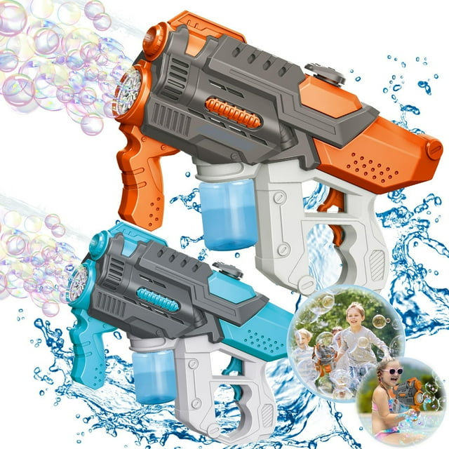 Upgraded 2 in 1 Water Gun & Bubble Guns for Kids, Electric Bubble Maker & Water Squirt Toys with 550ml Water Tank for Toddlers Gift,  Outdoor Toys for Kids Ages 4-8-12,  Orange