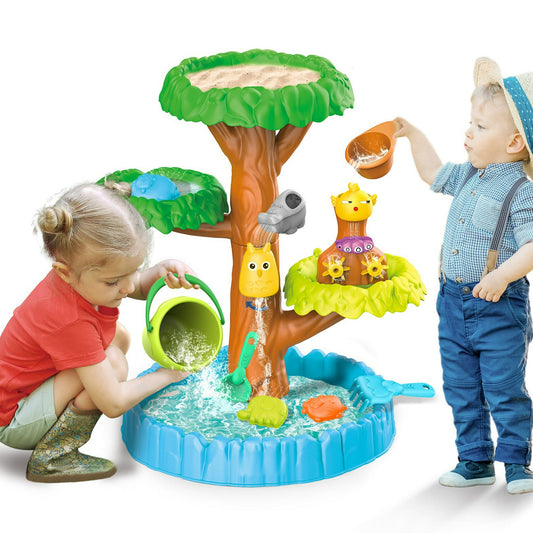 YoYfun Sand Water Table for Toddlers, Sand and Water Play Tree, Summer Activity Sensory Tables Outside Beach Toys for Toddler Boys Girls Age 1-3 3-5 Gift