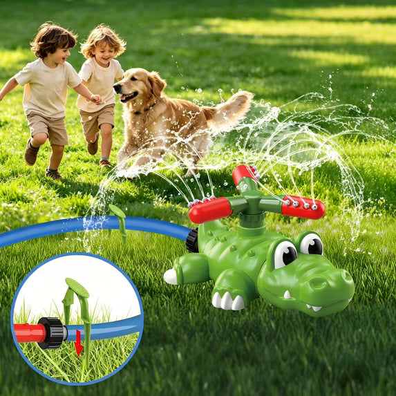 KOPPOP 3-in-1 Kids Water Sprinkler Toy,Sprinkler Ball Toys, Crocodile Splash Set for Backyard  Lawn Sprinkler Outdoor Water Games for Toddlers Boys Girls Ages 3-8