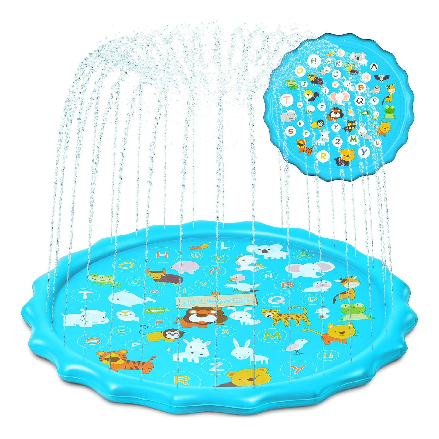 68-Inch Splash Pad for Kids & Pets, Non-Slip Outdoor Sprinkler Play Mat, Summer Water Toy for Toddlers & Dogs, Backyard Lawn Sprinkler