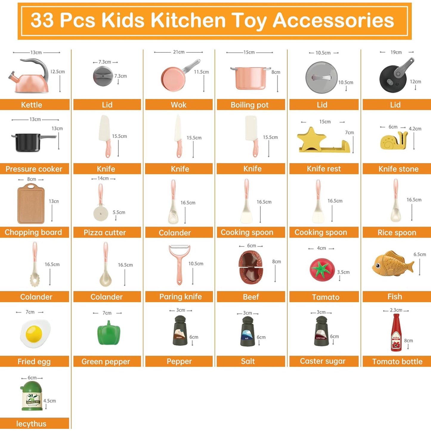 YoYFUN Kids Kitchen Toy Accessories, Kitchen Playset, Play Food, Pretend Cooking Toy set with Pots, Pans, Utensils Cookware Toys, Play Kitchen for Toddlers