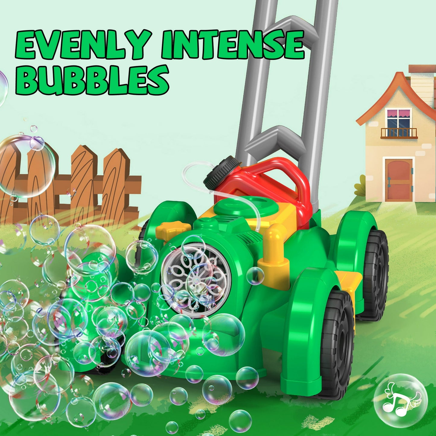 Bubble Lawn Mower, Bubble Machine Toys for toddlers age 1-3, Summer Outdoor Push Backyard Toys Party Favors,Birthday Gift for Preschool Boy or Girl-Green