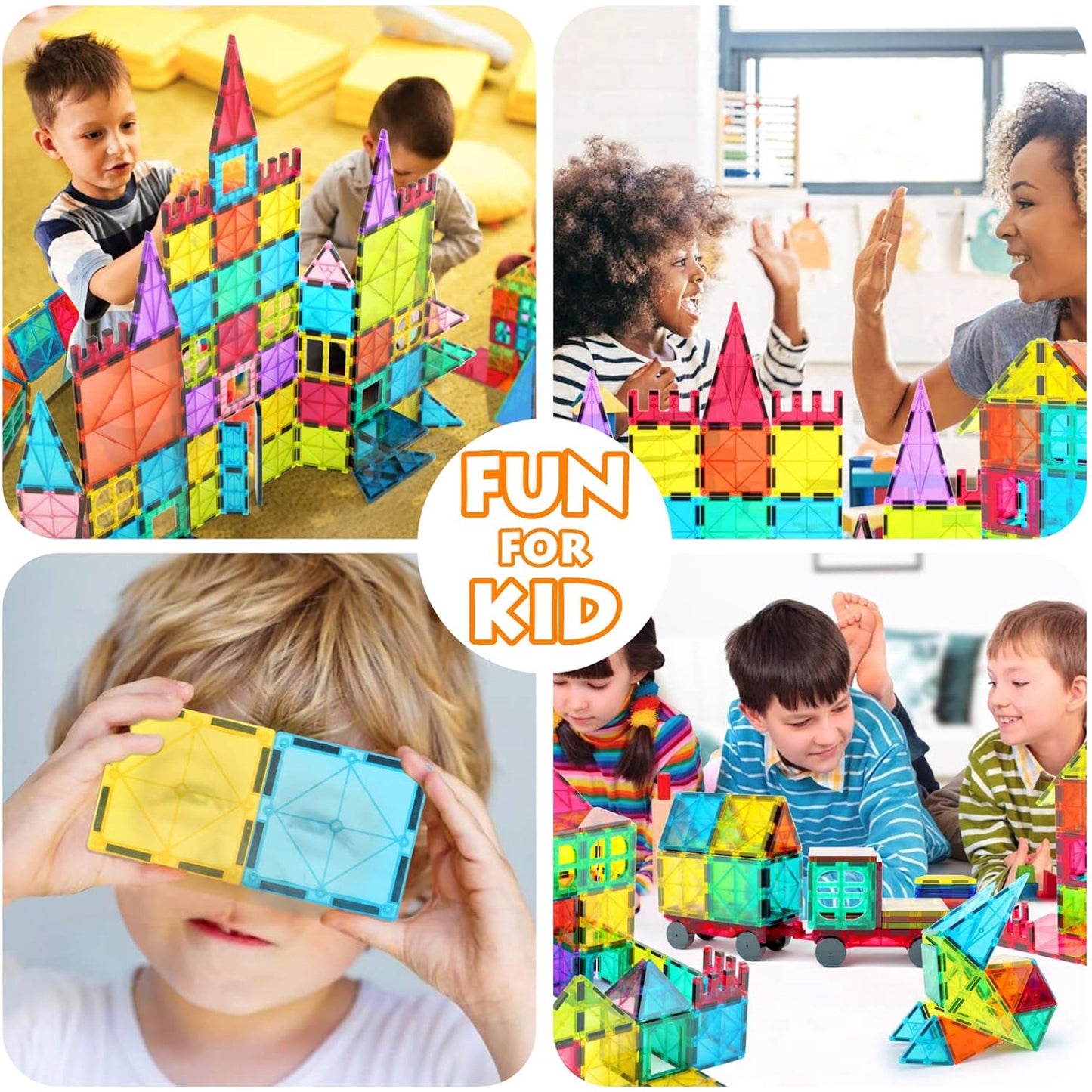 YoYFUN Colorful Magnetic Blocks for Kids, Tiles-108 Pieces, Educational Toys, Stem Preschool Toys, Set Gifts for Girls, Boys, Kids 3+ Years