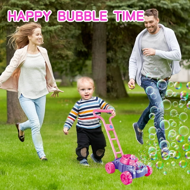 Bubble Lawn Mower Toddler Toys - Baby Toys Bubble Machine Summer Outdoor Toys Games, Bubble Mover Push Toy for Age 1 2 3 4 Year Old Preschool Kid Boys Girls Birthday -pink