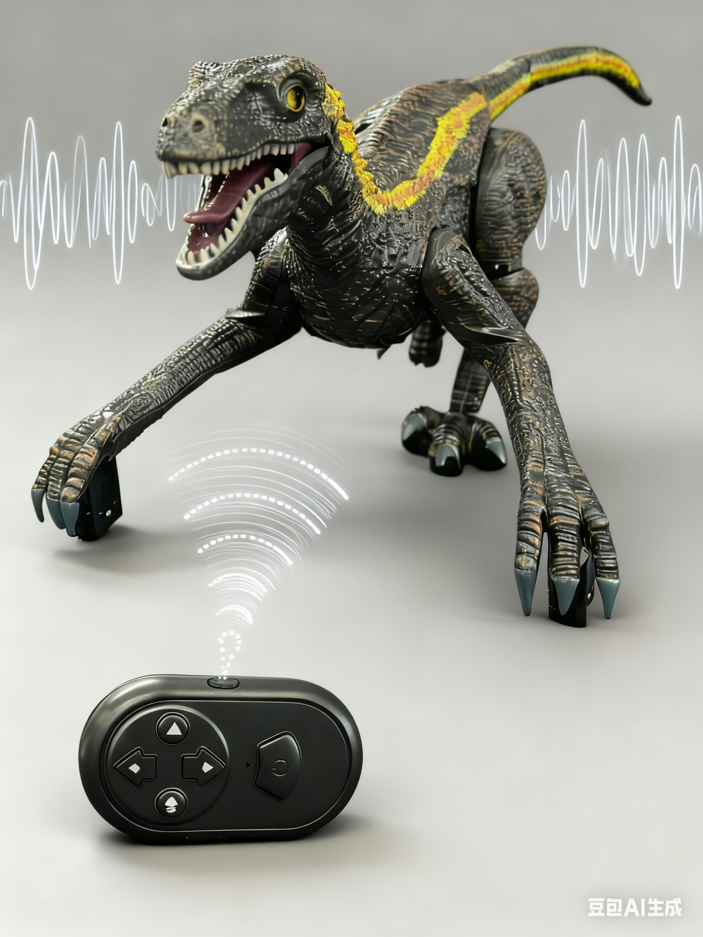 KOPPOP Remote Control Raptor, 2.4GHz Wireless Walking Dinosaur Toy with LED Eyes & Realistic Roaring Sound, Electric Dinosaur Robot Gift for Boys Girls Ages 3+