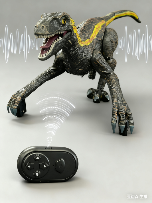 KOPPOP Remote Control Raptor, 2.4GHz Wireless Walking Dinosaur Toy with LED Eyes & Realistic Roaring Sound, Electric Dinosaur Robot Gift for Boys Girls Ages 3+