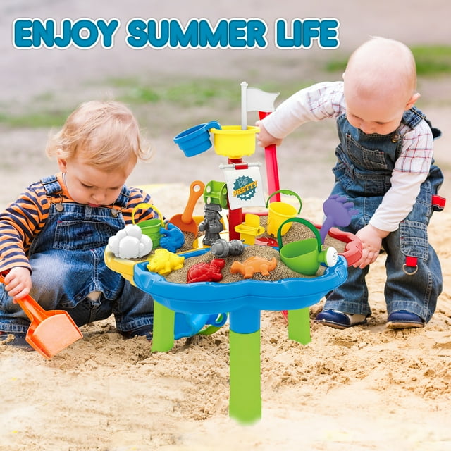 YoYfun Sand Water Table for Toddlers, 3 in 1 Sand and Water Play Table, Activity Sensory Tables Outside Beach Summer Toys for Toddler Boys Girls Age 1-3 3-5 Gift