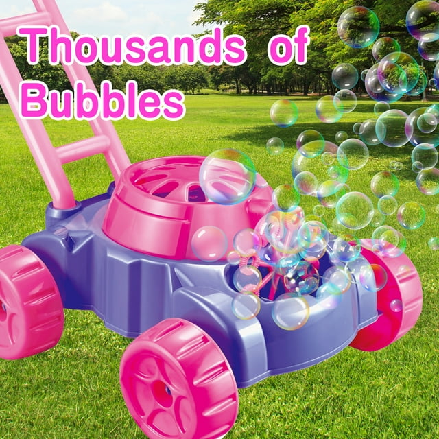 Bubble Lawn Mower Toddler Toys - Baby Toys Bubble Machine Summer Outdoor Toys Games, Bubble Mover Push Toy for Age 1 2 3 4 Year Old Preschool Kid Boys Girls Birthday -pink