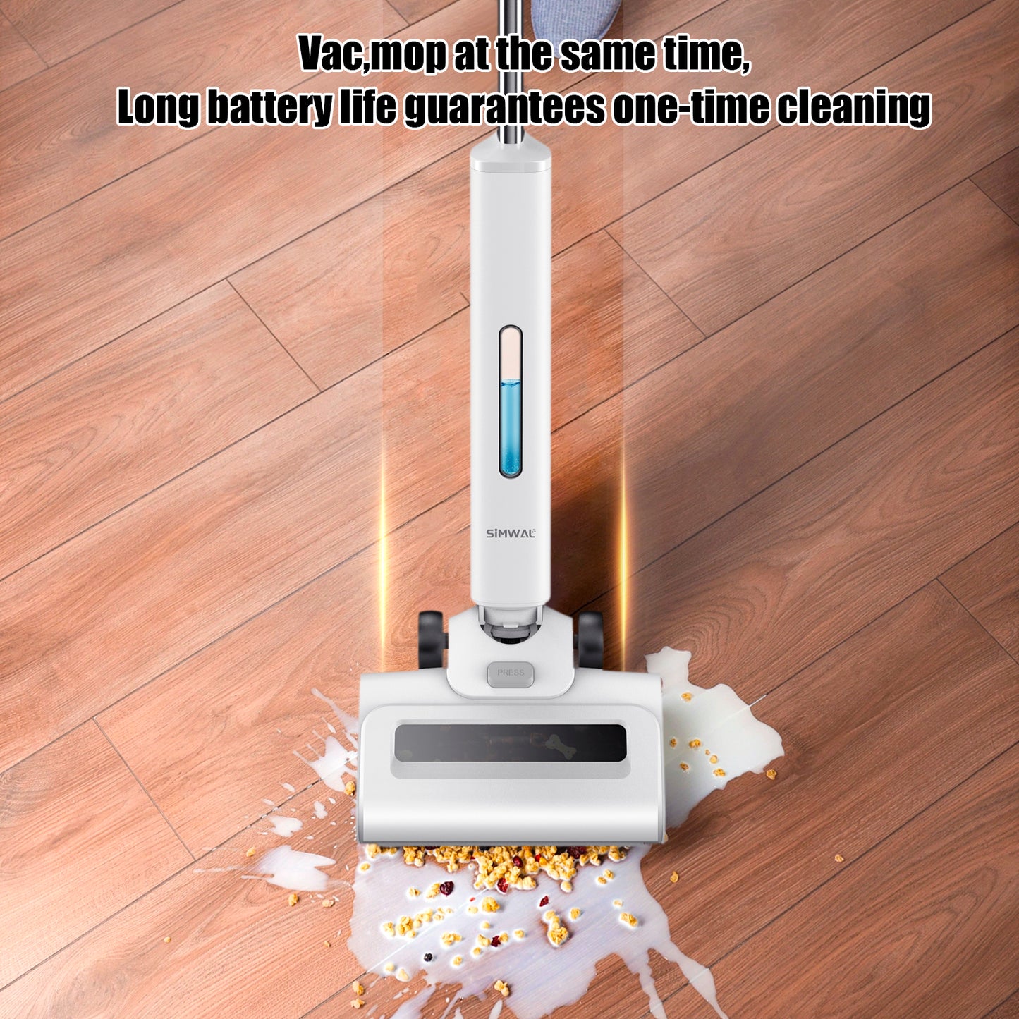 SIMWAL Wet Dry Vacuum Cleaner,Cordless Floor Cleaner for Sticky Messes and Waste,Smart Vacuum and One-Step Cleaning Mop with Self-Cleaning,Intelligent Recognition for Hard Floor and Area Rugs