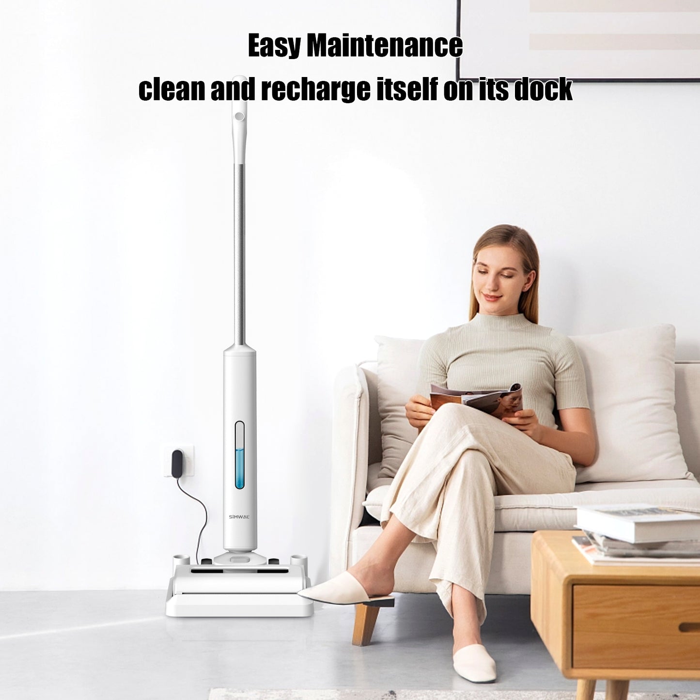 SIMWAL Wet Dry Vacuum Cleaner,Cordless Floor Cleaner for Sticky Messes and Waste,Smart Vacuum and One-Step Cleaning Mop with Self-Cleaning,Intelligent Recognition for Hard Floor and Area Rugs